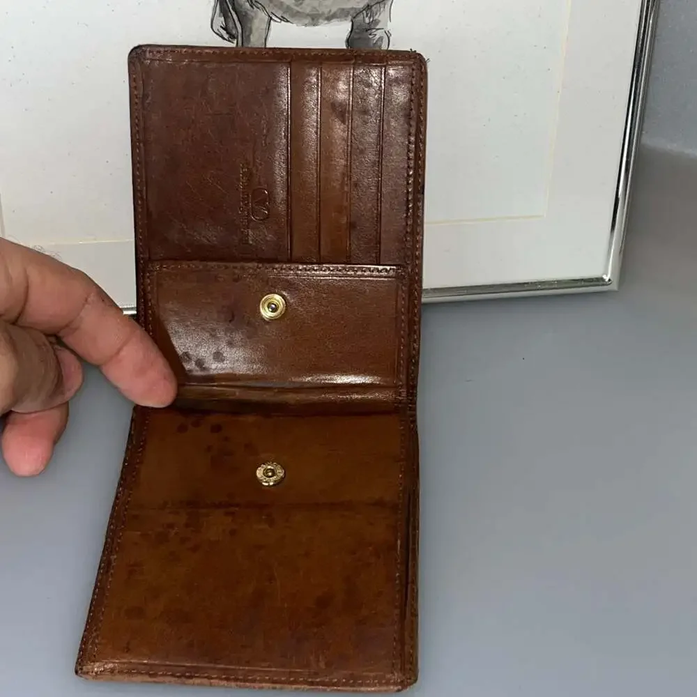 Valentino Garavani Vintage Brown Leather Bifold Wallet